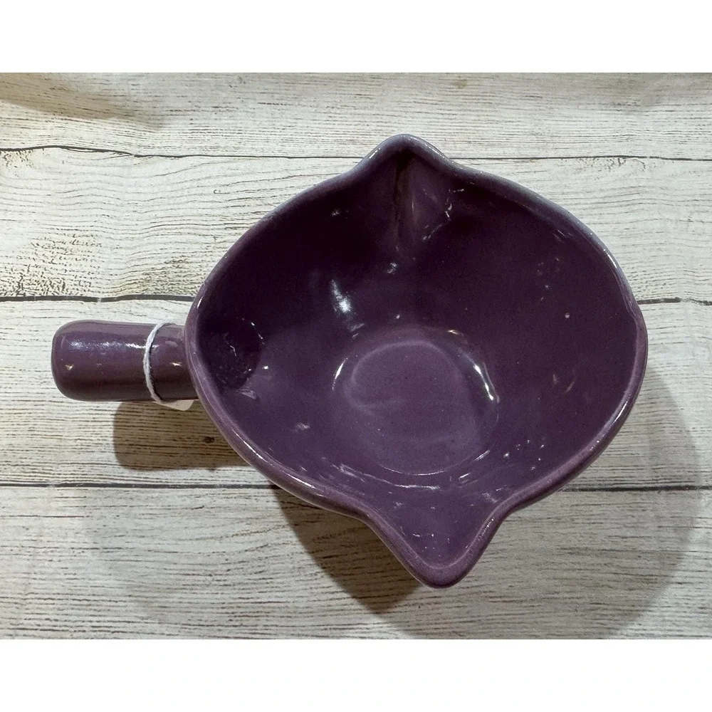 Vintage BB Bybee Pottery KY Purple Double Spout Lug Handle Gravy Bowl Handmade